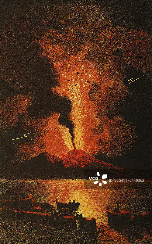 维苏威火山喷发图片素材