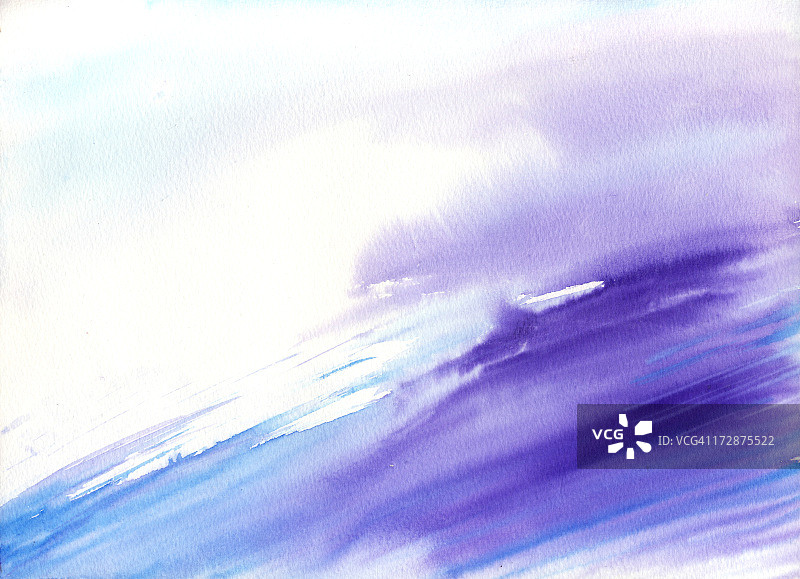 水彩波与紫色和蓝色图片素材