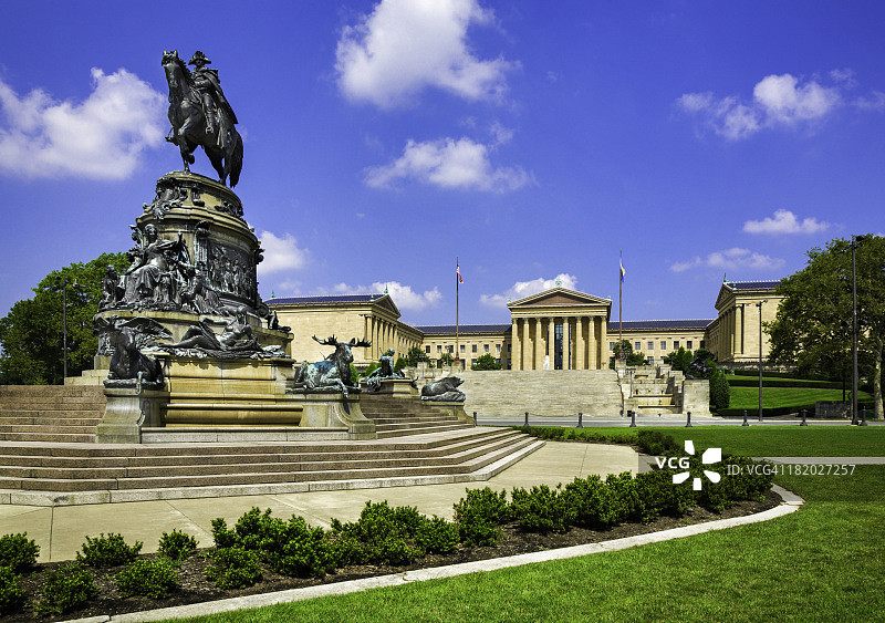 费城艺术博物馆，宾夕法尼亚州，华盛顿纪念碑雕像，埃金斯椭圆形图片素材
