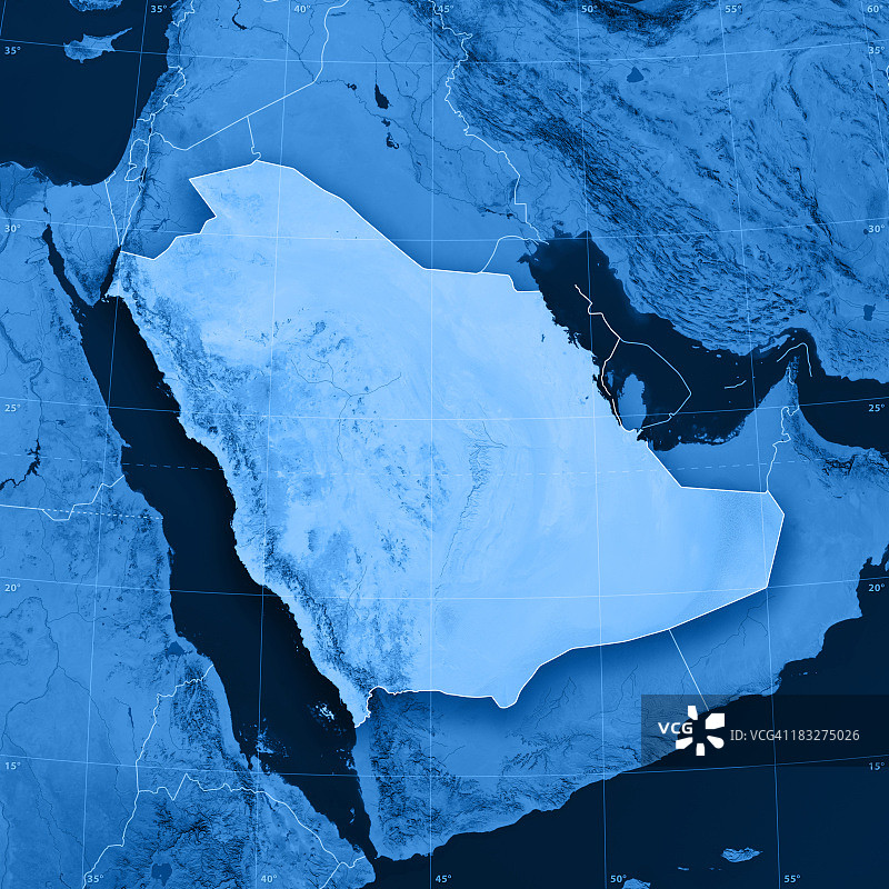 沙特阿拉伯地形图图片素材