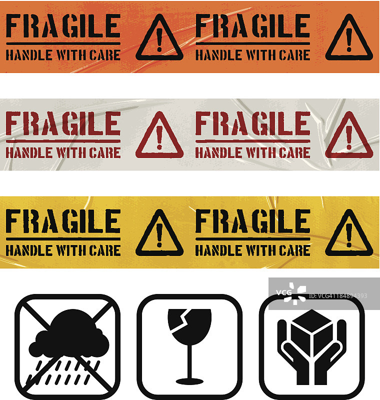 无缝管道胶带sets_FRAGILE警告标志图片素材
