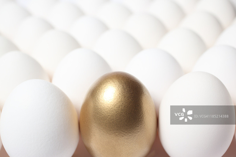 金蛋在许多普通蛋中间图片素材