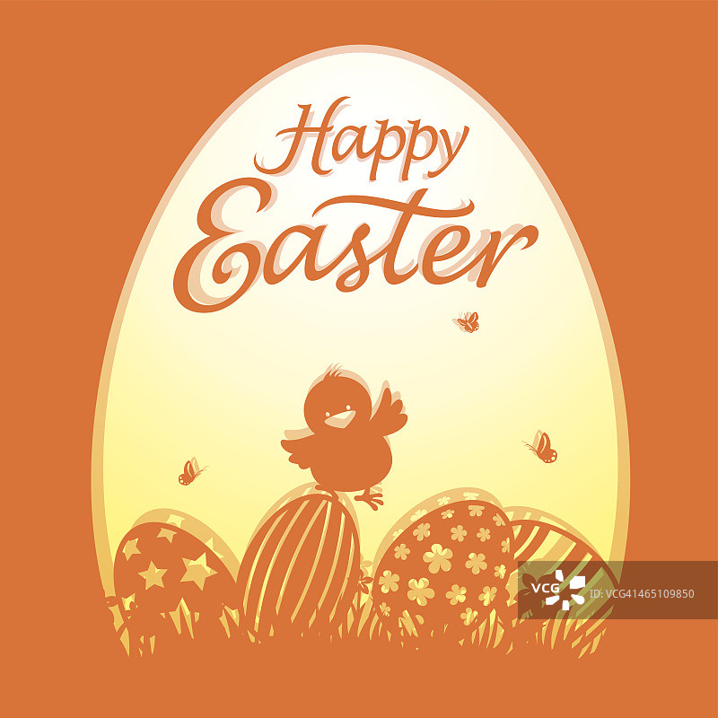 复活节兔子和鸡蛋的设计元素图片素材