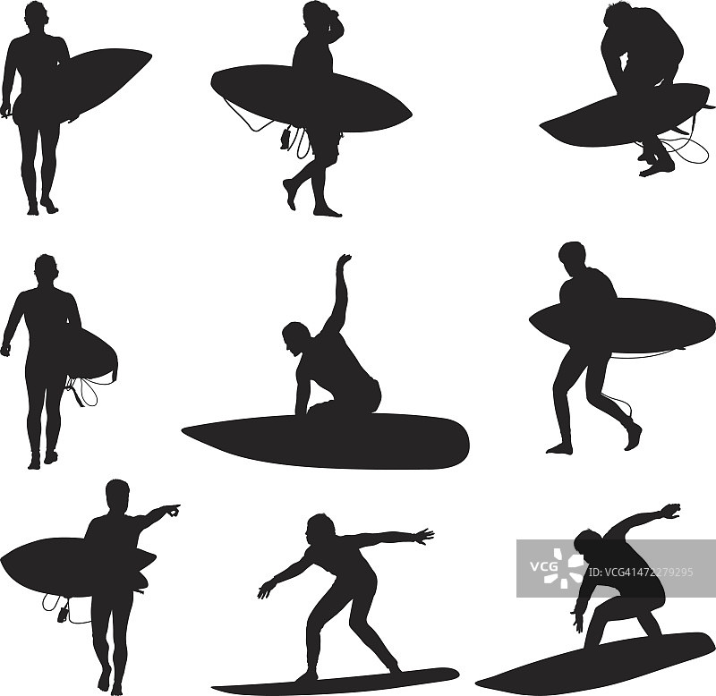 冲浪者携带着冲浪板冲浪图片素材