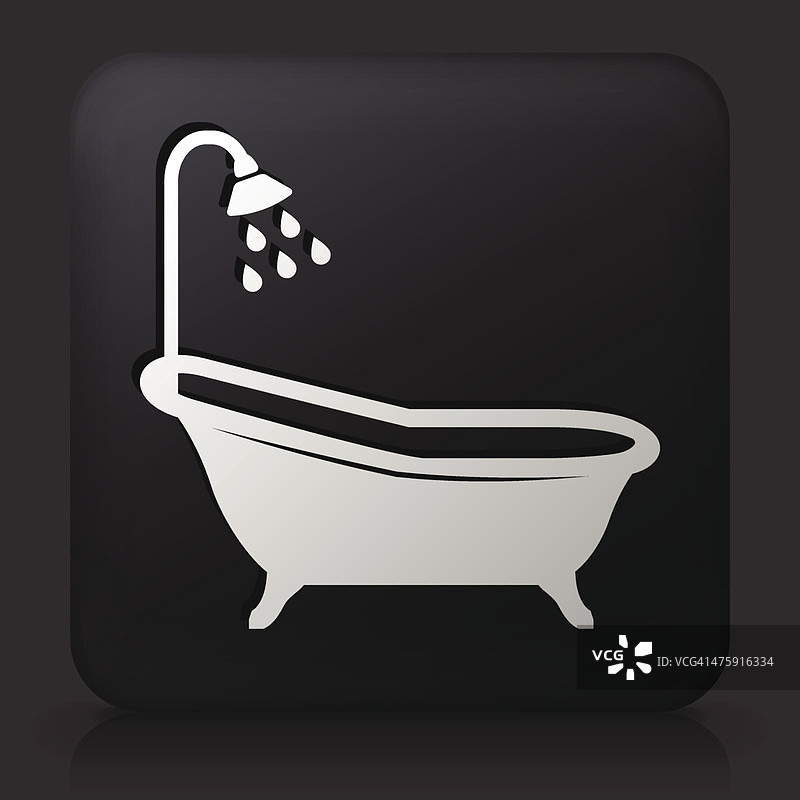黑色方形按钮与浴缸和淋浴图片素材