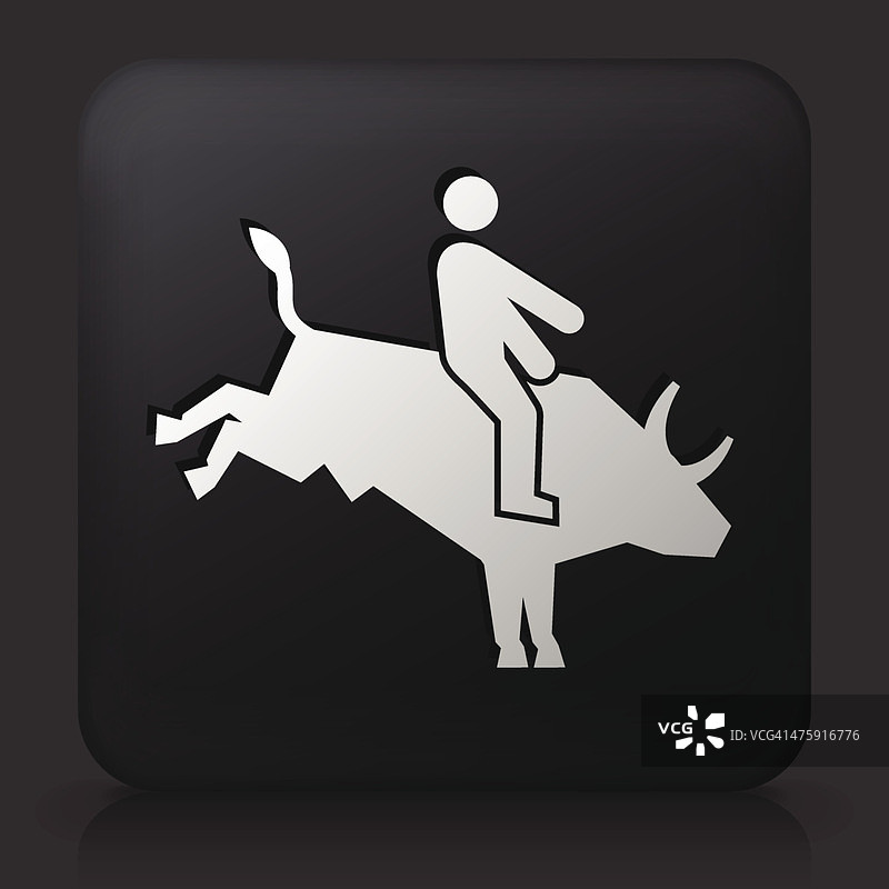 黑色方形按钮与公牛骑图标图片素材