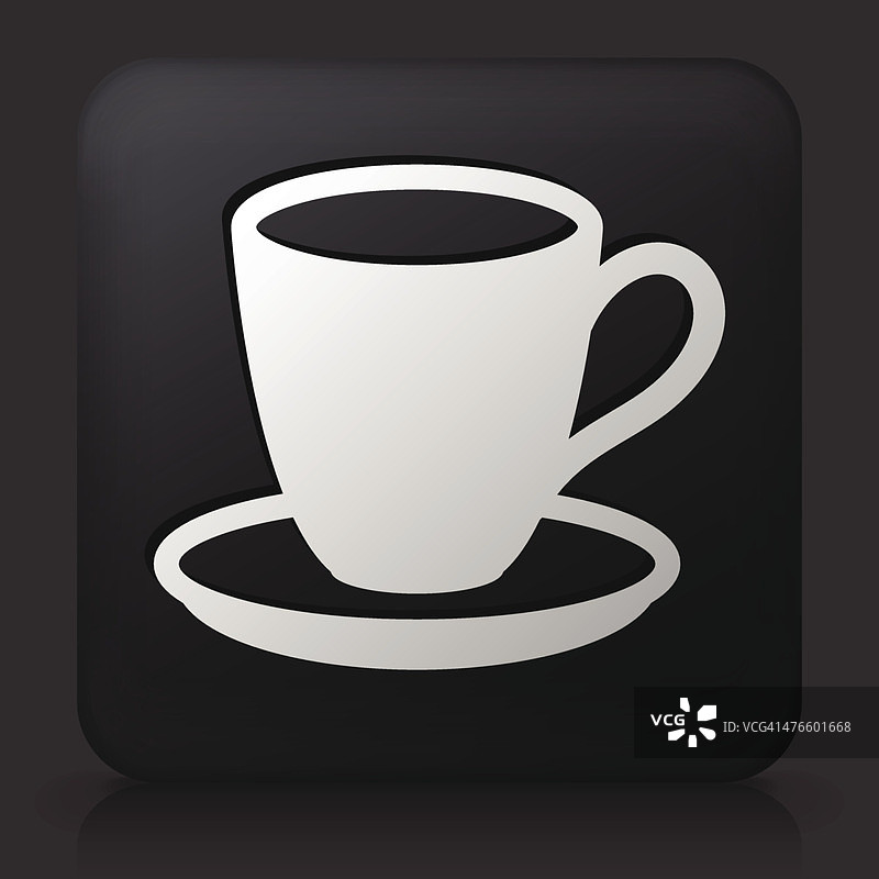 黑色方形按钮与咖啡杯图标图片素材