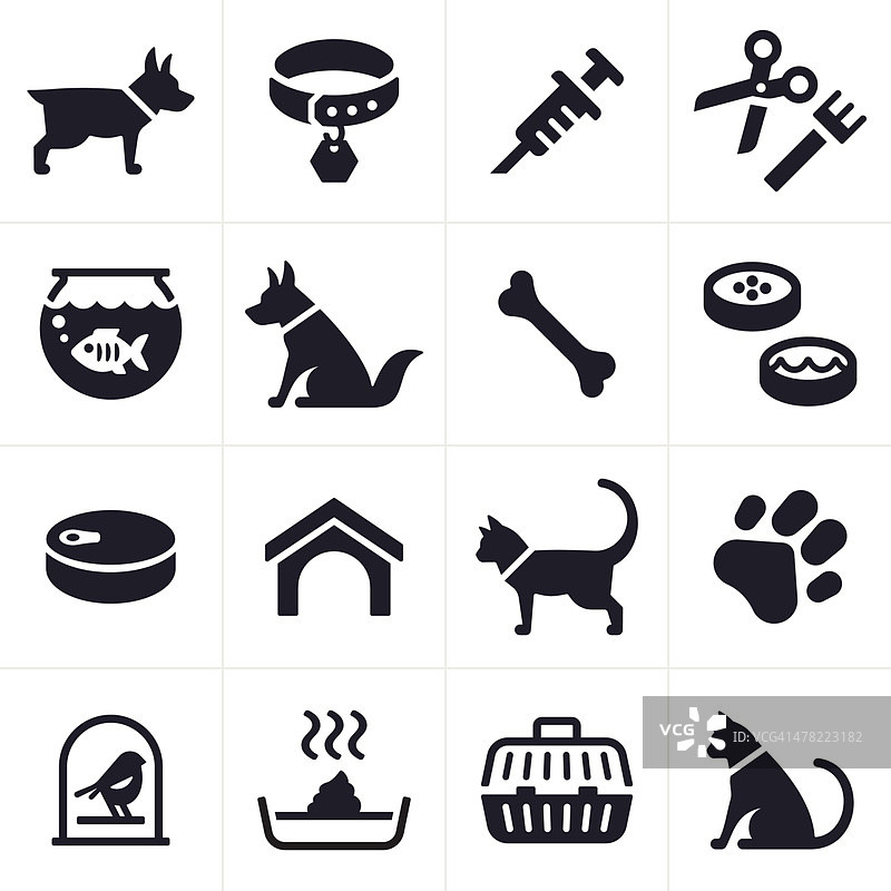 宠物狗和猫的图标和符号图片素材