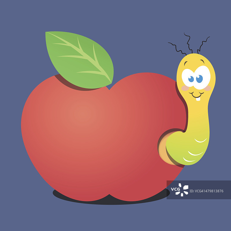红苹果和有趣的虫子图片素材