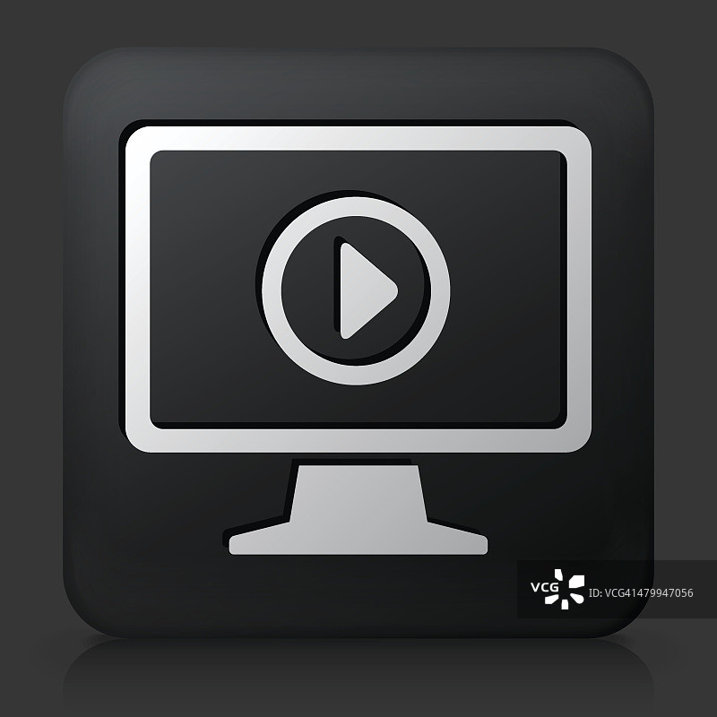 黑色方形按钮与电视图标图片素材