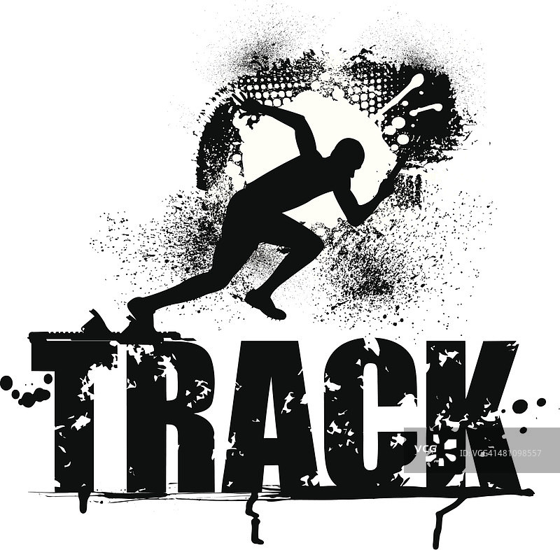 田径Grunge图形-男性短跑运动员图片素材