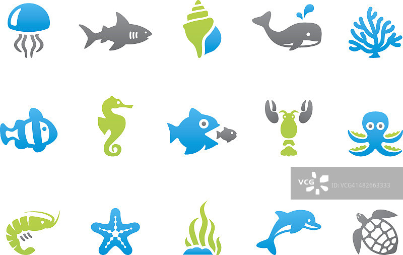 邮票图标-海洋生物图片素材