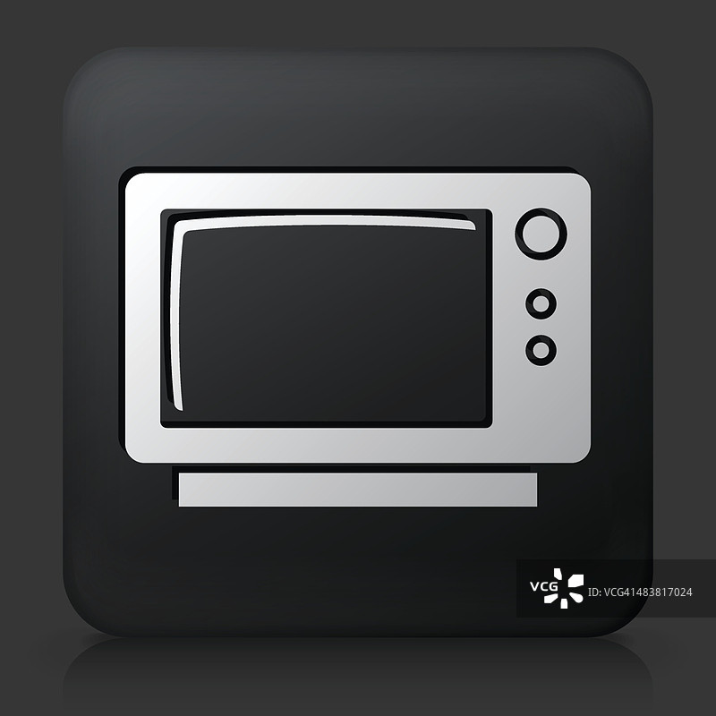 黑色方形按钮与电视图标图片素材