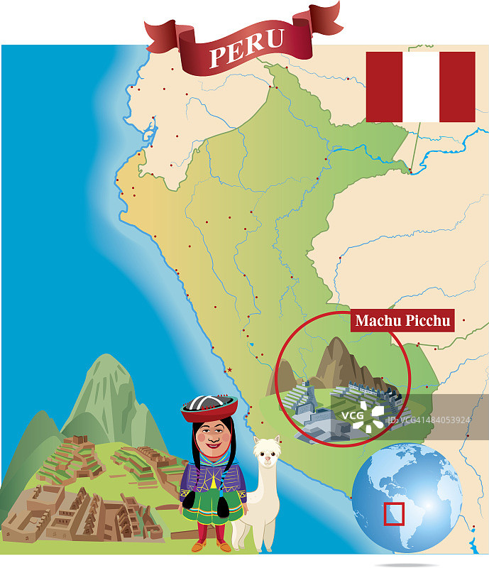 秘鲁卡通地图图片素材