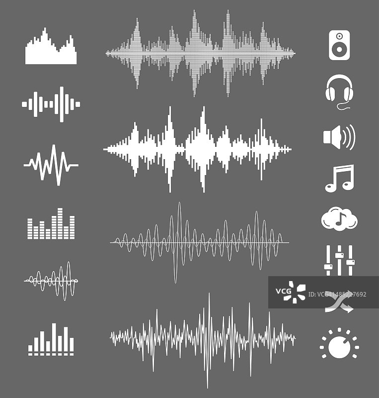 声波和图标-向量集图片素材