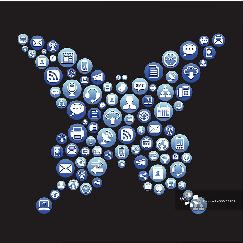 蝴蝶免版税向量社交网络和互联网图标集图片素材