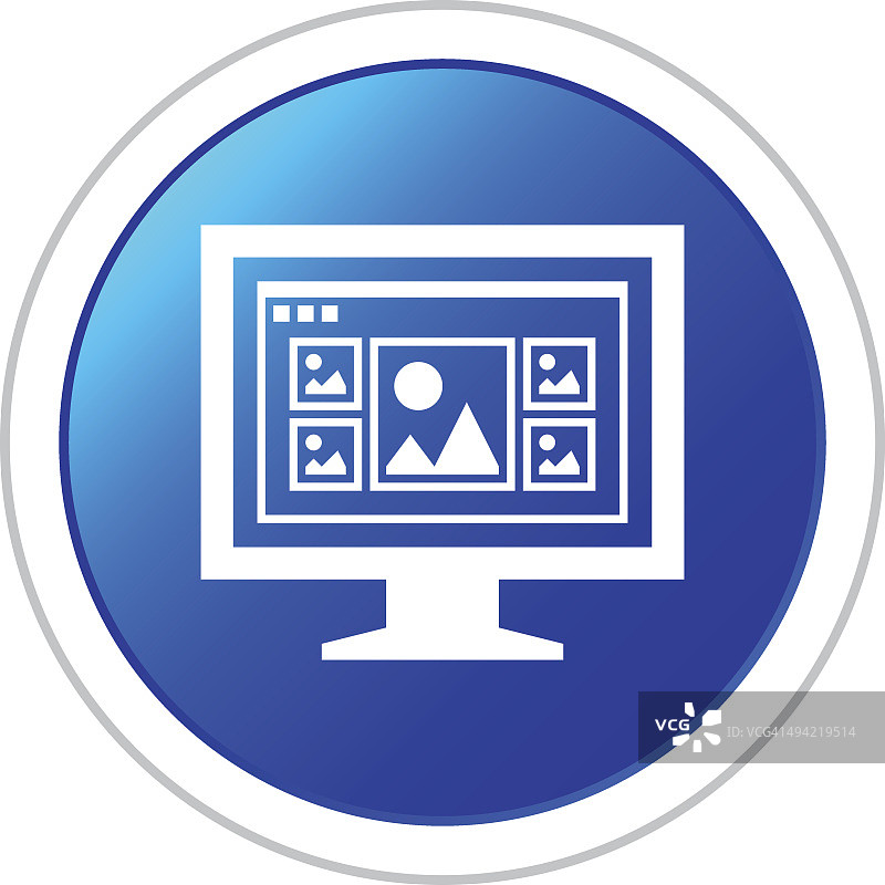 电脑显示器图标上的一个圆形按钮。——StickerSeries图片素材