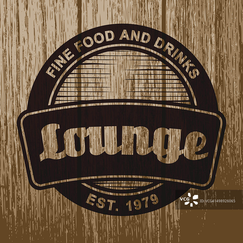 陈年木材上的Vintage Lounge标签图片素材