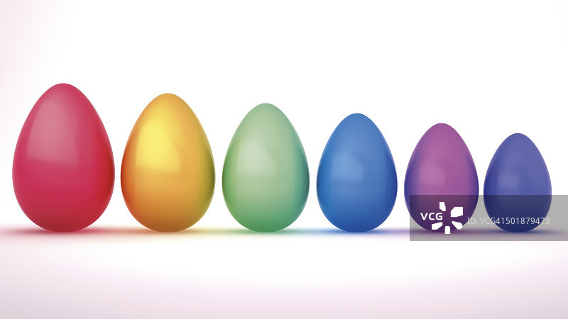 五颜六色的复活节彩蛋，3D插图图片素材