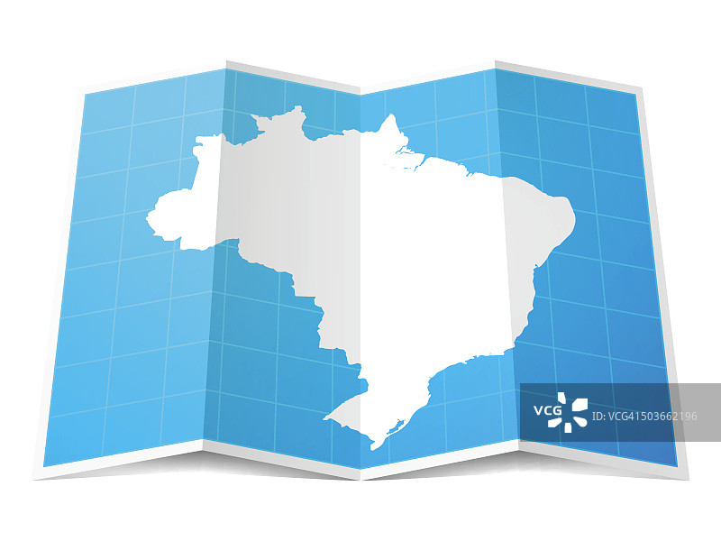 巴西地图折叠，孤立在白色背景图片素材