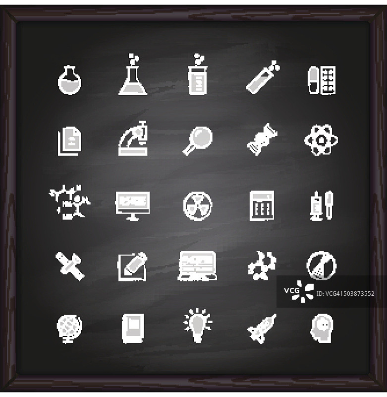 黑板上的一组科学图标图片素材
