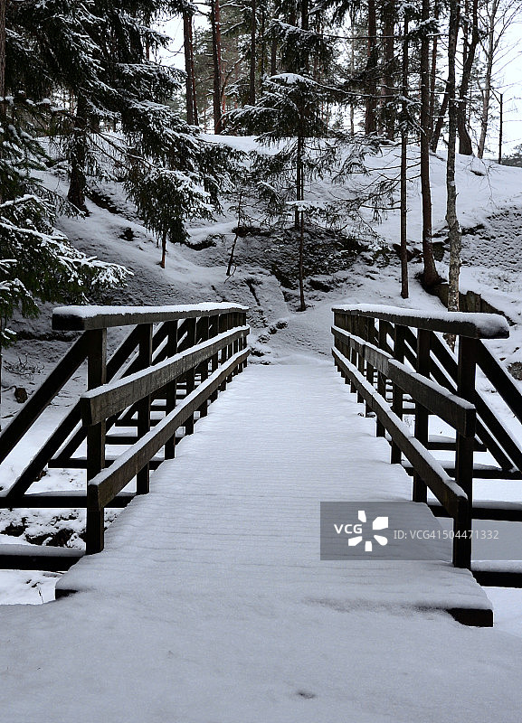 冬天雪中的桥图片素材