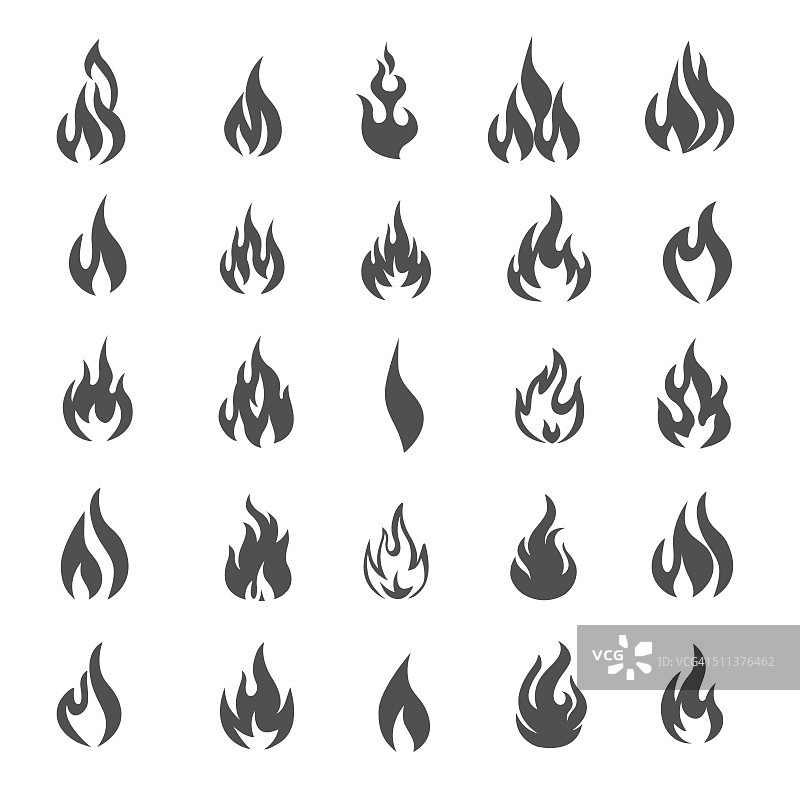 矢量火和火焰图标设置-插图图片素材
