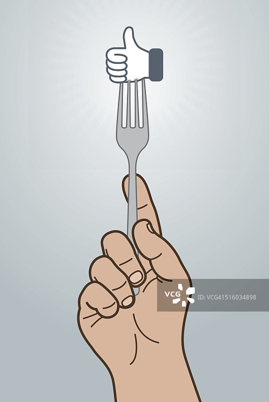 为“社交媒体成瘾症”点赞，用叉子吃零食图片素材