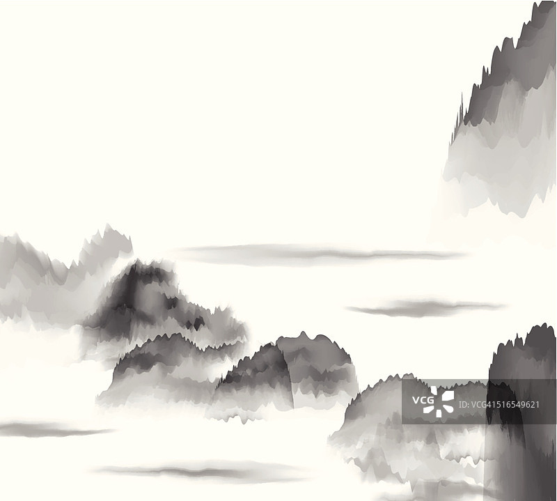 抽象的黑白中国画的山背景图片素材
