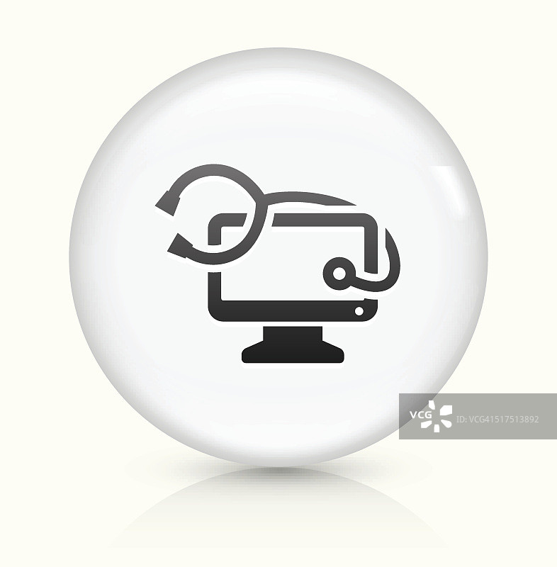 计算机和健康图标上的白色圆形矢量按钮图片素材