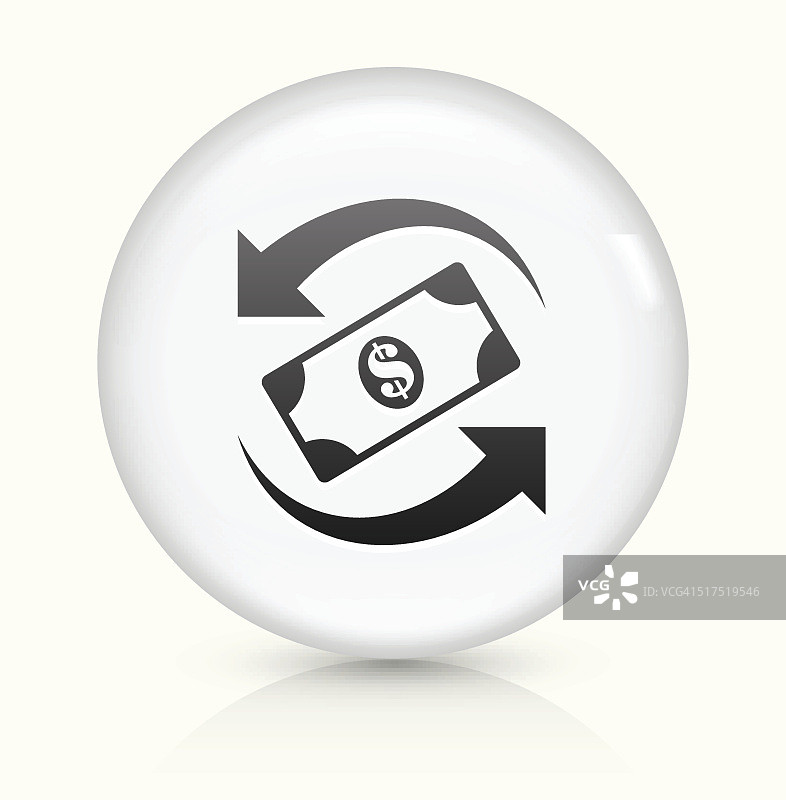 美元兑换图标上的白色圆形矢量按钮图片素材