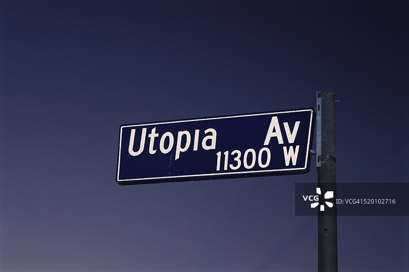 乌托邦大道的街道标志图片素材