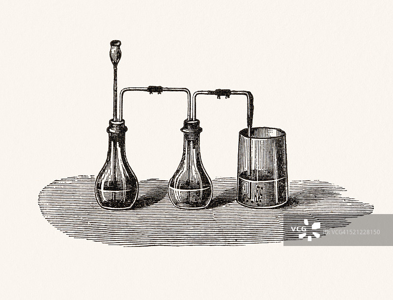 化学实验，19世纪的科学例证图片素材