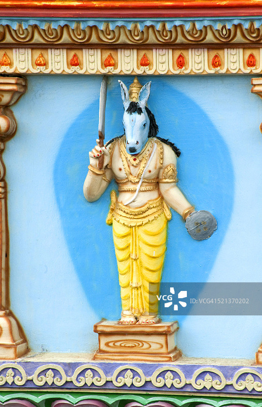 Dashavtar vishnus化身kalki在阿恩，萨塔拉，马哈拉施特拉邦，印度雅迈庙的墙上图片素材