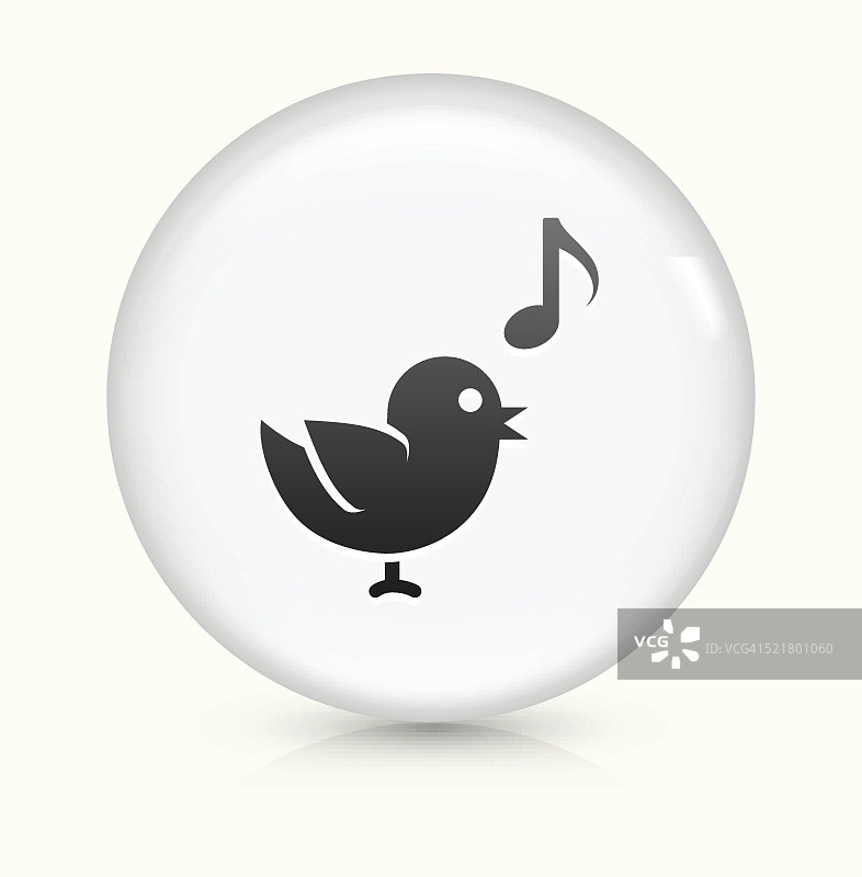 鸟唱歌图标上的白色圆形矢量按钮图片素材