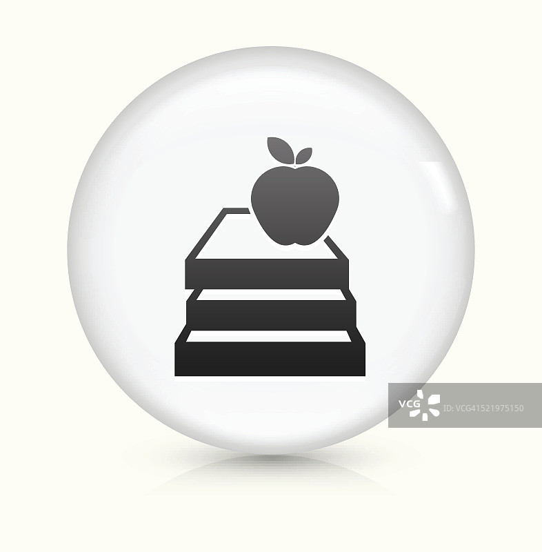 苹果和书籍图标上的白色圆形矢量按钮图片素材