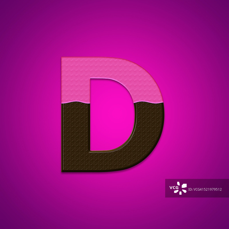 D巧克力糖果字母孤立在粉红色的背景图片素材
