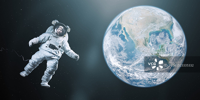 宇航员漂浮在太空中图片素材