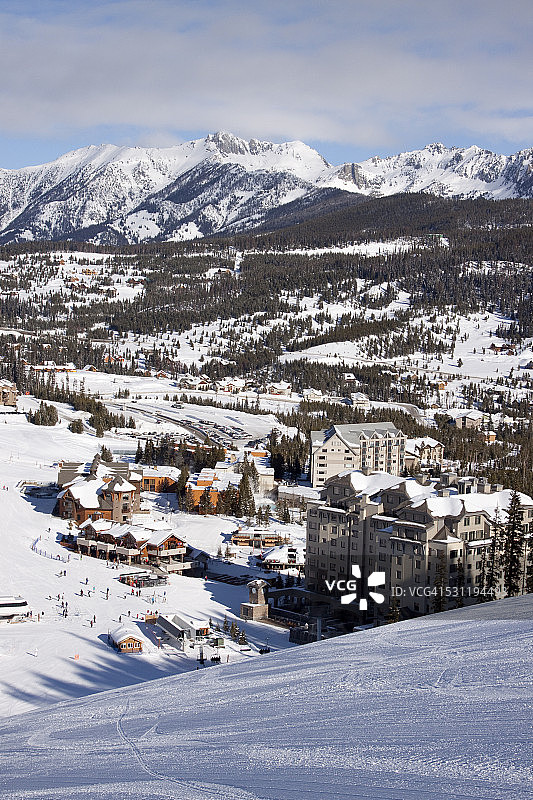 蒙大拿州大天空的滑雪旅馆。图片素材