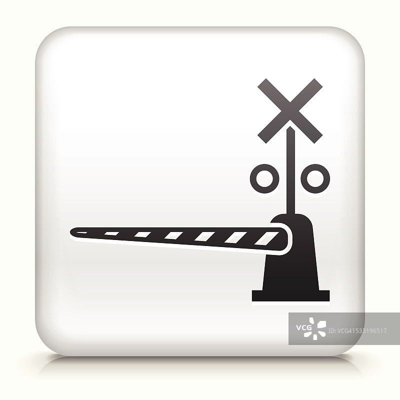 火车十字路口的方形按钮图片素材