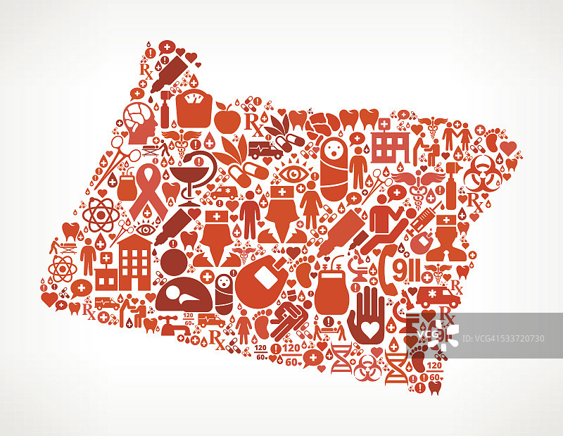 俄勒冈医疗保健和医疗红色图标模式图片素材