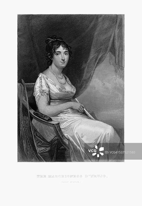 侯爵夫人D 'Yrujo, Sally McKean雕刻肖像，大约1790年图片素材