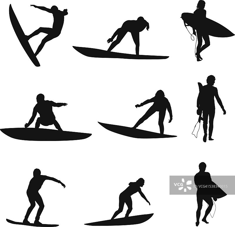 冲浪者在冲浪板上冲浪图片素材