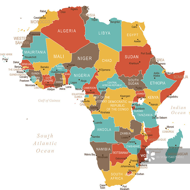 彩色的非洲地图图片素材