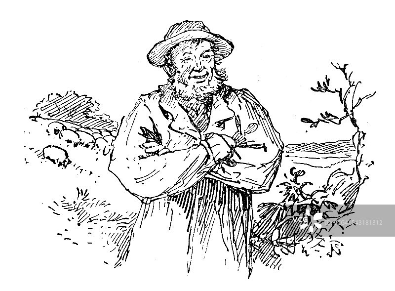古董童书漫画插图:农民图片素材