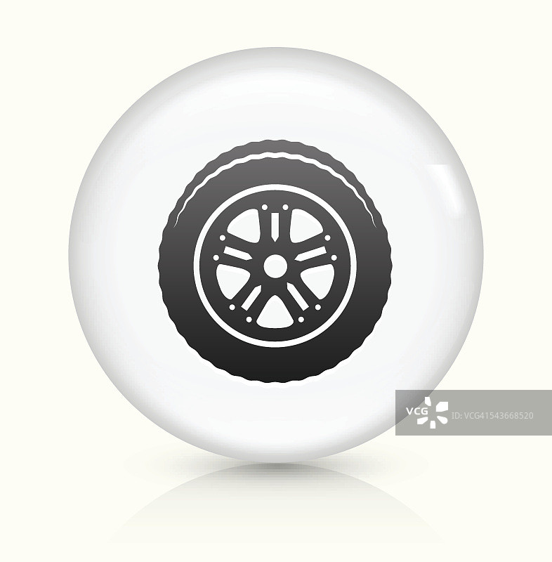 汽车轮胎图标上的白色圆形矢量按钮图片素材