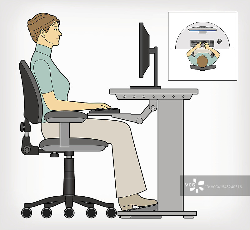 人体工程学电脑办公桌图片素材