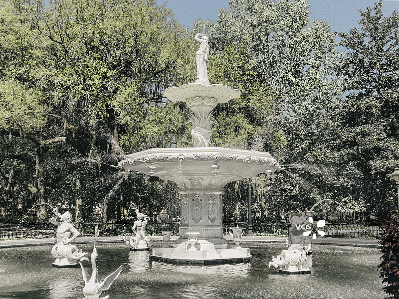 萨凡纳的福赛斯公园喷泉图片素材