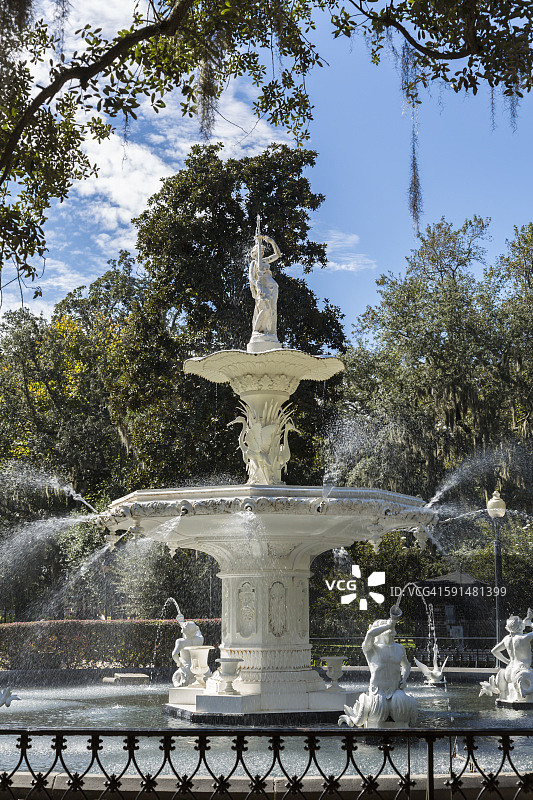萨凡纳福赛斯公园的喷泉图片素材