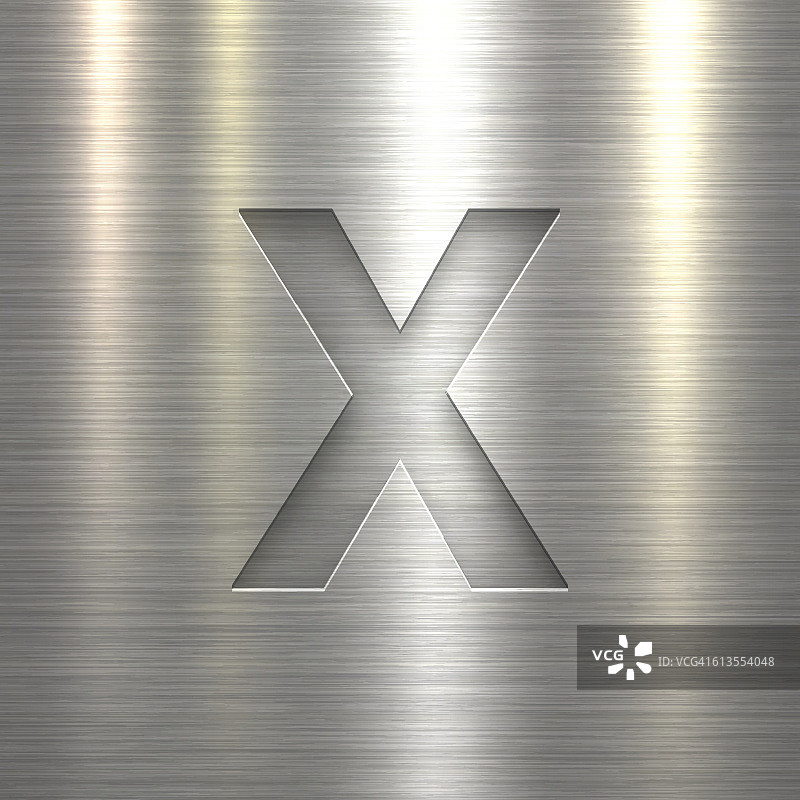 字母X设计-字母在金属纹理背景图片素材